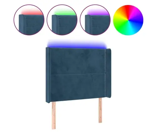 Gultas Galvgalis Ar Led, 93X16X118/128 Cm, Tumši Zils Samts Vidaxl