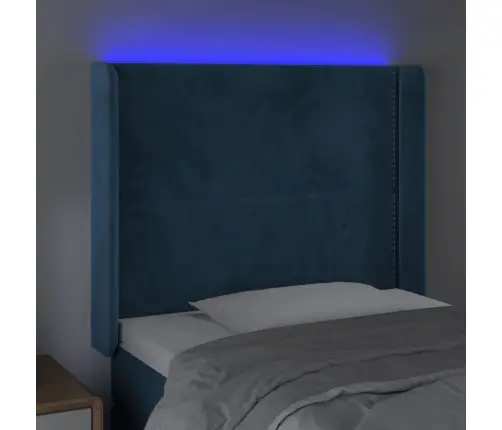Gultas Galvgalis Ar Led, 93X16X118/128 Cm, Tumši Zils Samts Vidaxl