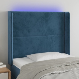 Gultas Galvgalis Ar Led, 93X16X118/128 Cm, Tumši Zils Samts Vidaxl