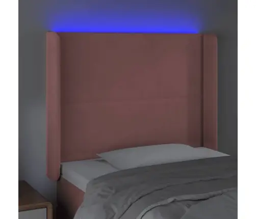 Galvūgalis Su Led, Rožinės Spalvos, 93X16X118/128cm Aksomas