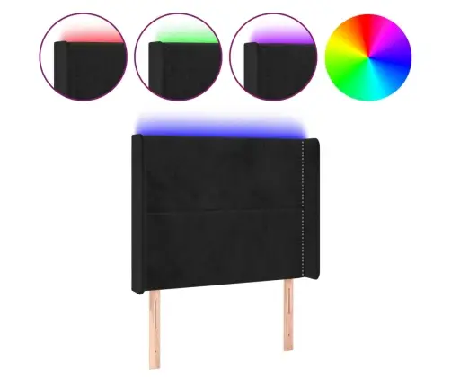 Gultas Galvgalis Ar Led, 103X16X118/128 Cm, Melns Samts Vidaxl