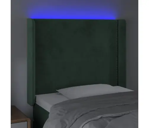 Galvūgalis Su Led, Tamsiai Žalias, 103X16X118/128cm Aksomas