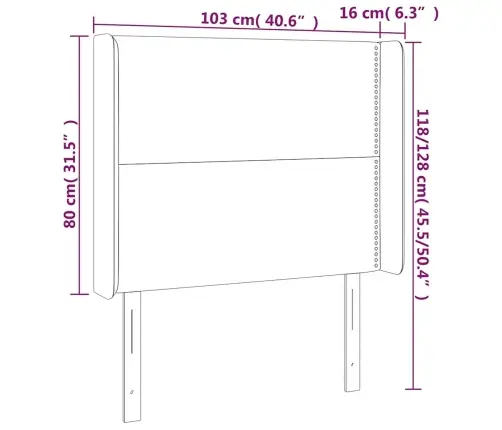 Galvūgalis Su Led, Tamsiai Žalias, 103X16X118/128cm Aksomas