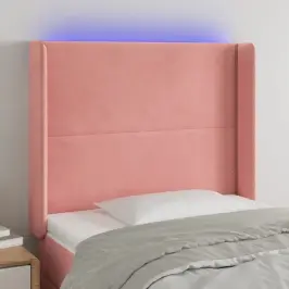 Gultas Galvgalis Ar Led, 103X16X118/128 Cm, Rozā Samts Vidaxl