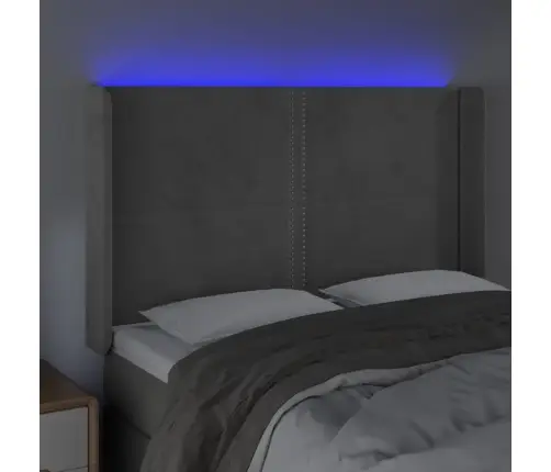 Gultas Galvgalis Ar Led, 147X16X118/128 Cm, Gaiši Pelēks Samts Vidaxl