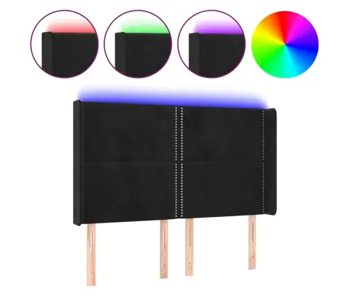 Gultas Galvgalis Ar Led, 147X16X118/128 Cm, Melns Samts Vidaxl