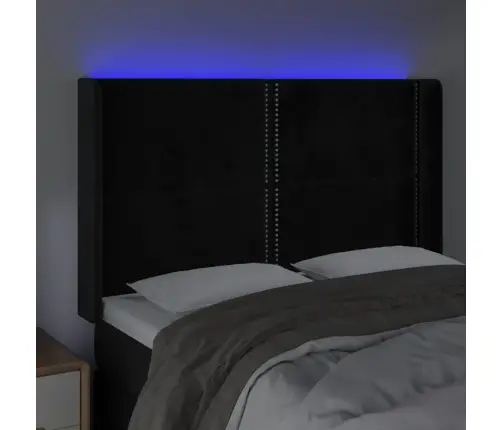 Gultas Galvgalis Ar Led, 147X16X118/128 Cm, Melns Samts Vidaxl