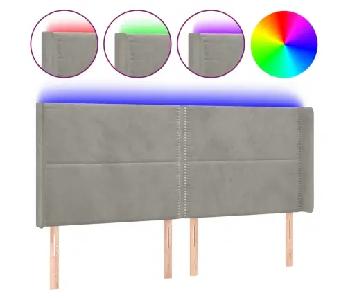 Led-Voodipeats, Helehall, 163X16X118/128 cm Samet