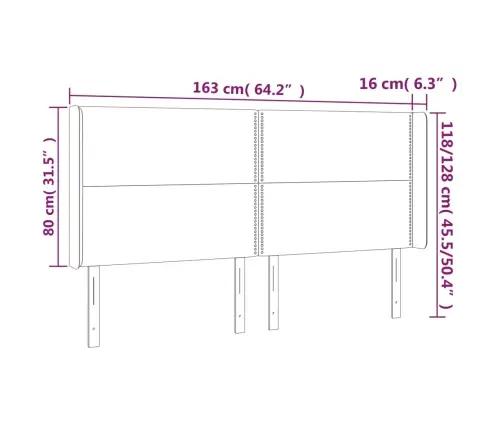 Galvūgalis Su Led, Tamsiai Mėlynas, 163X16X118/128cm Aksomas