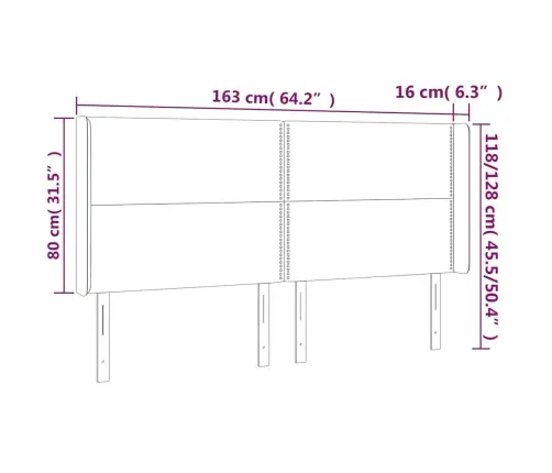 Galvūgalis Su Led, Tamsiai Mėlynas, 163X16X118/128cm Aksomas