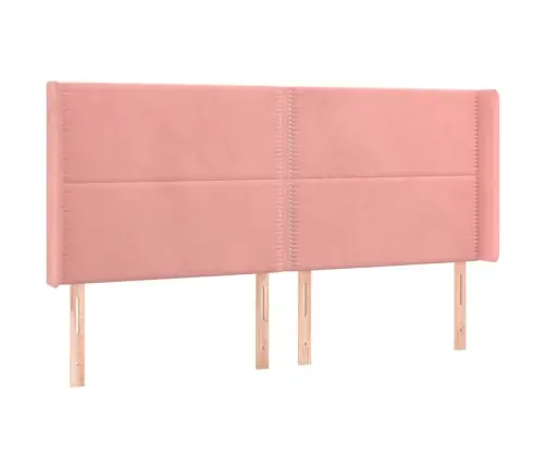 Gultas Galvgalis Ar Led, 163X16X118/128 Cm, Rozā Samts Vidaxl