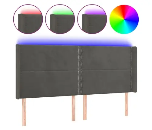 Led-Voodipeats, Tumehall, 183X16X118/128 cm Samet