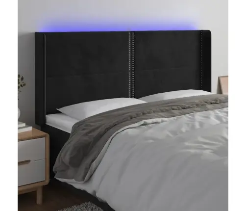 Galvūgalis Su Led, Juodos Spalvos, 183X16X118/128cm Aksomas