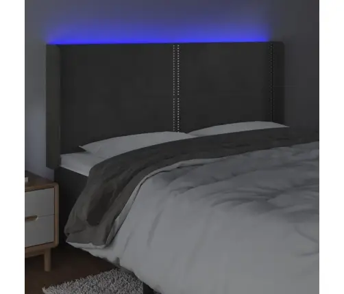 Gultas Galvgalis Ar Led, 203X16X118/128 Cm, Tumši Pelēks Samts Vidaxl
