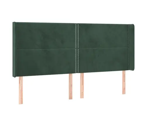Gultas Galvgalis Ar Led, 203X16X118/128 Cm, Tumši Zaļš Samts Vidaxl