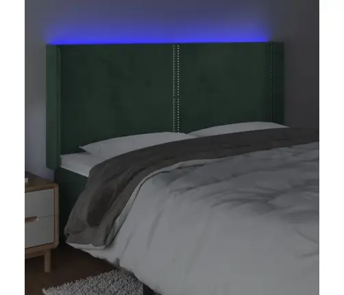 Gultas Galvgalis Ar Led, 203X16X118/128 Cm, Tumši Zaļš Samts Vidaxl
