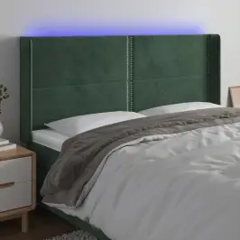 Gultas Galvgalis Ar Led, 203X16X118/128 Cm, Tumši Zaļš Samts Vidaxl