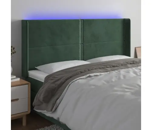 Gultas Galvgalis Ar Led, 203X16X118/128 Cm, Tumši Zaļš Samts Vidaxl
