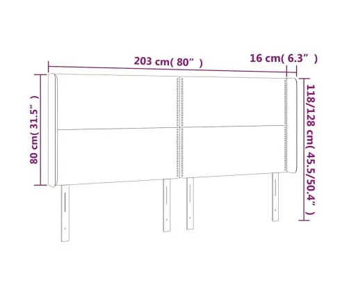 Gultas Galvgalis Ar Led, 203X16X118/128 Cm, Tumši Zils Samts Vidaxl