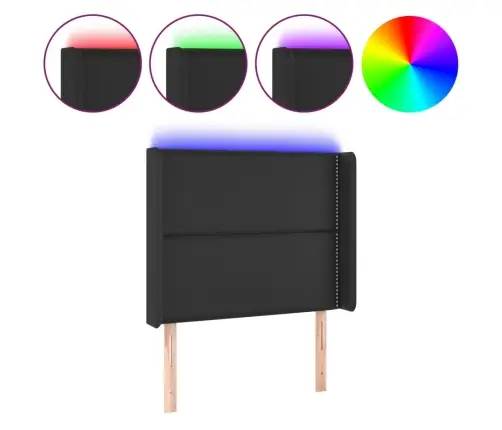 Gultas Galvgalis Ar Led, 93X16X118/128 Cm, Melna Mākslīgā Āda Vidaxl