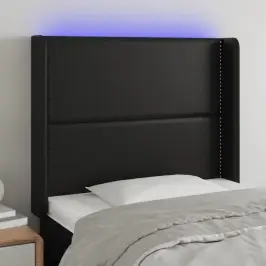 Gultas Galvgalis Ar Led, 93X16X118/128 Cm, Melna Mākslīgā Āda Vidaxl