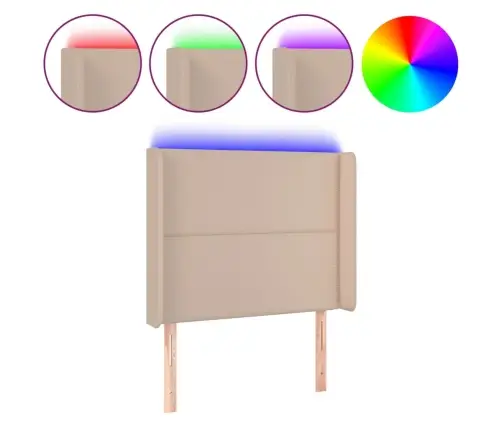 Gultas Galvgalis Ar Led, 93X16X118/128Cm, Kapučīno Mākslīgā Āda Vidaxl