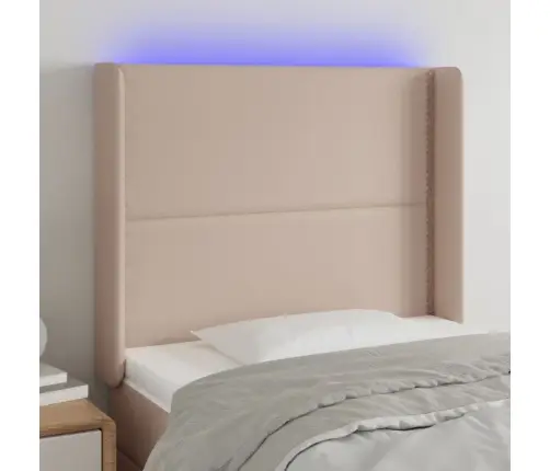 Gultas Galvgalis Ar Led, 93X16X118/128Cm, Kapučīno Mākslīgā Āda Vidaxl