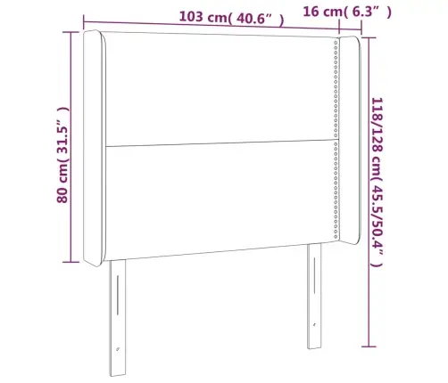 Gultas Galvgalis Ar Led, 103X16X118/128 Cm, Pelēka Mākslīgā Āda Vidaxl