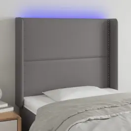 Gultas Galvgalis Ar Led, 103X16X118/128 Cm, Pelēka Mākslīgā Āda Vidaxl