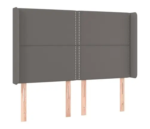 Gultas Galvgalis Ar Led, 147X16X118/128 Cm, Pelēka Mākslīgā Āda Vidaxl