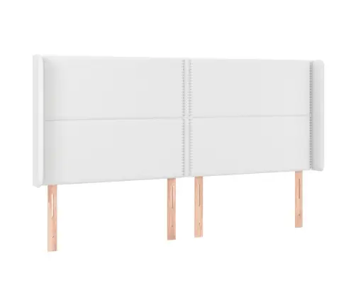 Gultas Galvgalis Ar Led, 183X16X118/128 Cm, Balta Mākslīgā Āda Vidaxl