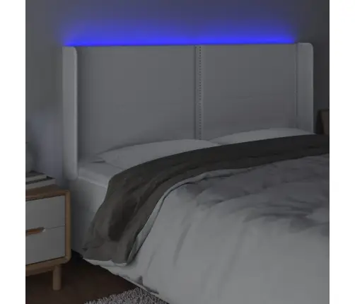 Gultas Galvgalis Ar Led, 183X16X118/128 Cm, Balta Mākslīgā Āda Vidaxl