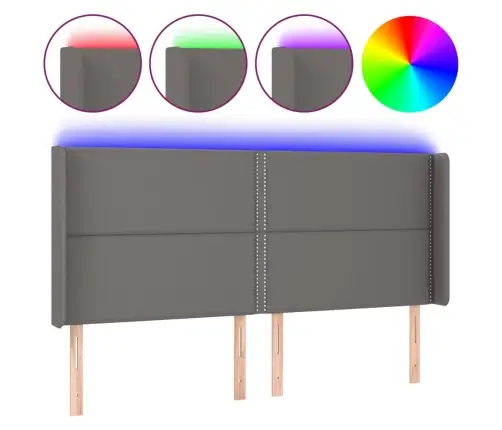 Gultas Galvgalis Ar Led, 183X16X118/128 Cm, Pelēka Mākslīgā Āda  Vidaxl Gultas Galvgalis Ar Led, 183X16X118/128 Cm, Pelēka Mākslīgā Āda  Vidaxl