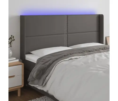 Gultas Galvgalis Ar Led, 183X16X118/128 Cm, Pelēka Mākslīgā Āda  Vidaxl Gultas Galvgalis Ar Led, 183X16X118/128 Cm, Pelēka Mākslīgā Āda  Vidaxl