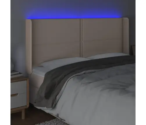 Led-Voodipeats, Cappuccino, 183X16X118/128 cm Kunstnahk