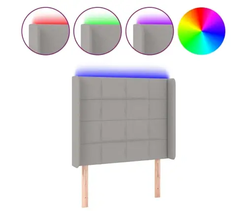 Galvūgalis Su Led, Šviesiai Pilkas, 83X16X118/128cm Audinys