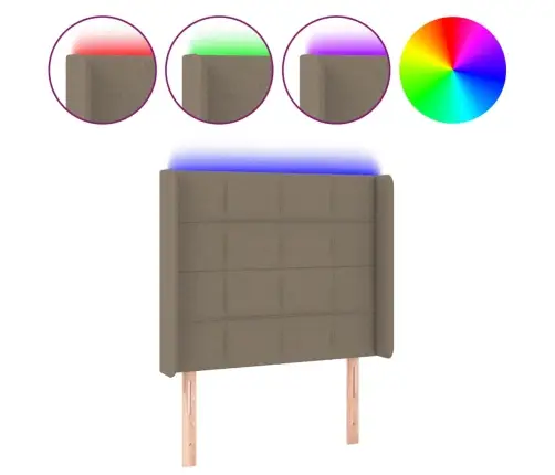 Gultas Galvgalis Ar Led, 83X16X118/128 Cm, Pelēkbrūns Audums Vidaxl