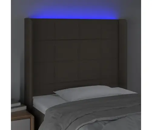 Gultas Galvgalis Ar Led, 83X16X118/128 Cm, Pelēkbrūns Audums Vidaxl