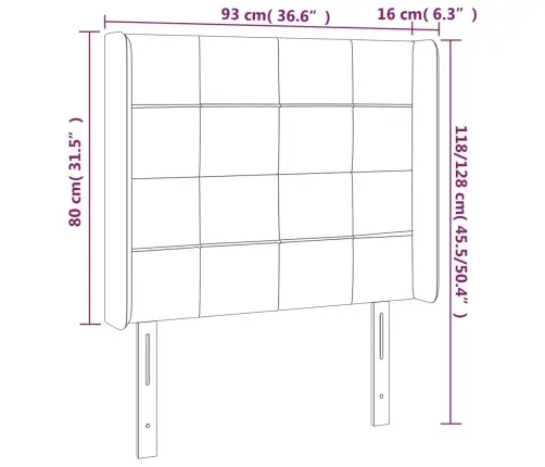 Galvūgalis Su Led, Juodos Spalvos, 93X16X118/128cm Audinys