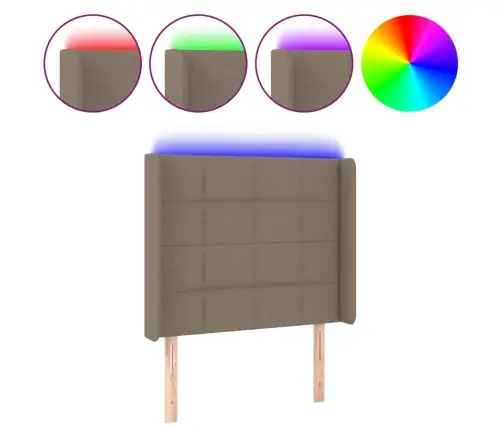 Galvūgalis Su Led, Taupe Spalvos, 93X16X118/128cm Audinys