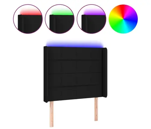 Gultas Galvgalis Ar Led, 103X16X118/128 Cm, Melns Audums Vidaxl