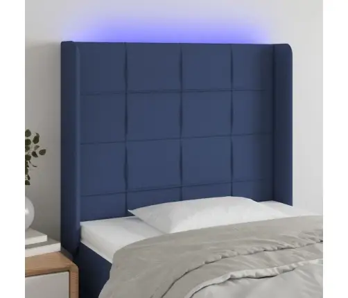 Gultas Galvgalis Ar Led, 103X16X118/128 Cm, Zils Audums Vidaxl