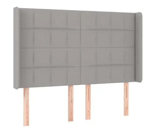 Gultas Galvgalis Ar Led, 147X16X118/128 Cm, Gaiši Pelēks Audums Vidaxl