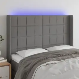 Gultas Galvgalis Ar Led, 147X16X118/128 Cm, Tumši Pelēks Audums Vidaxl