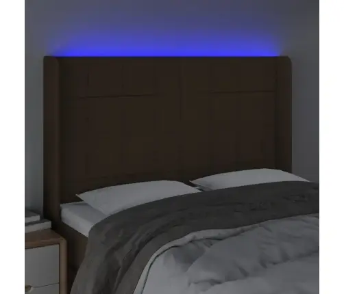Gultas Galvgalis Ar Led, 147X16X118/128 Cm, Tumši Brūns Audums Vidaxl