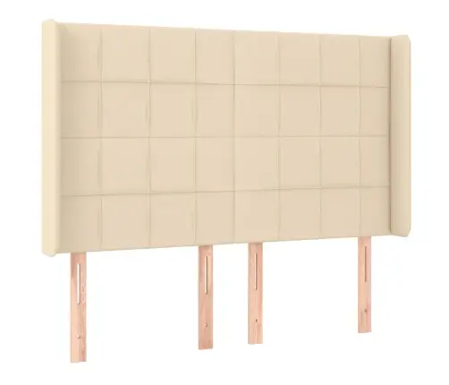 Gultas Galvgalis Ar Led, 147X16X118/128 Cm, Krēmkrāsas Audums Vidaxl