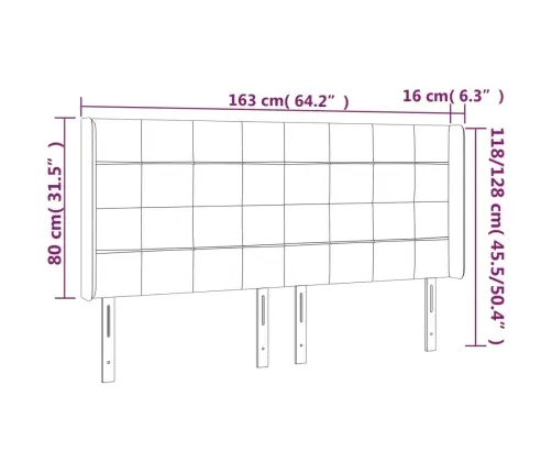 Led-Voodipeats, Tumehall, 163X16X118/128 cm Kangas