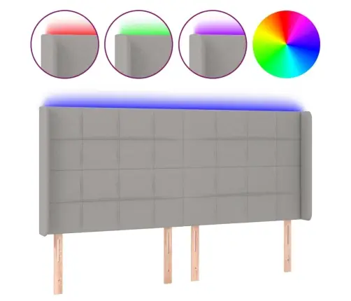 Galvūgalis Su Led, Šviesiai Pilkas, 183X16X118/128/128Cm