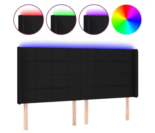 Led-Voodipeats, Must, 183X16X118/128 cm Kangas