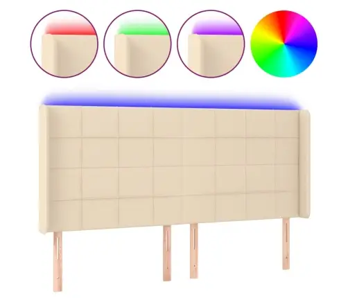 Gultas Galvgalis Ar Led, 183X16X118/128 Cm, Krēmkrāsas Audums Vidaxl